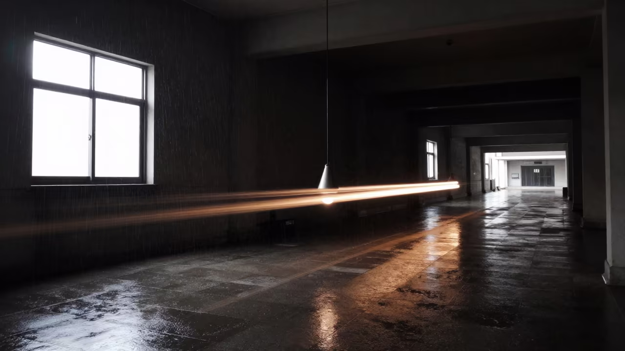 Pendulum Lamp Light Trail Ningbo Skylight in inside a skylit passageway near Ningbo