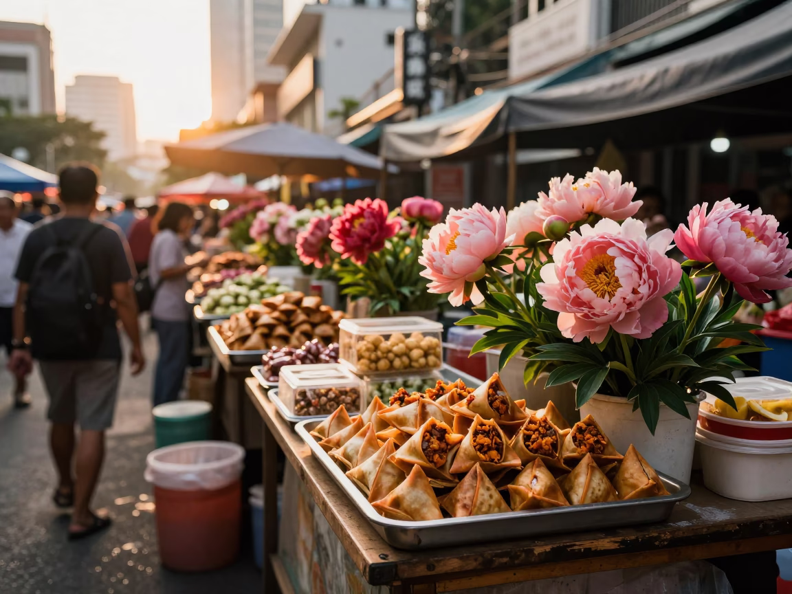 Peonies in Kuala Lumpur at Golden Hour in in Kuala Lumpur, Malaysia