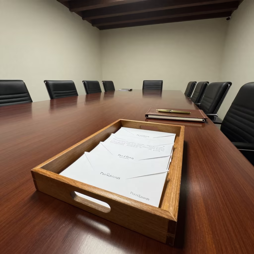 Per-diem Envelope Tray Office Karachi Meeting in at a boardroom table before a meeting in Karachi