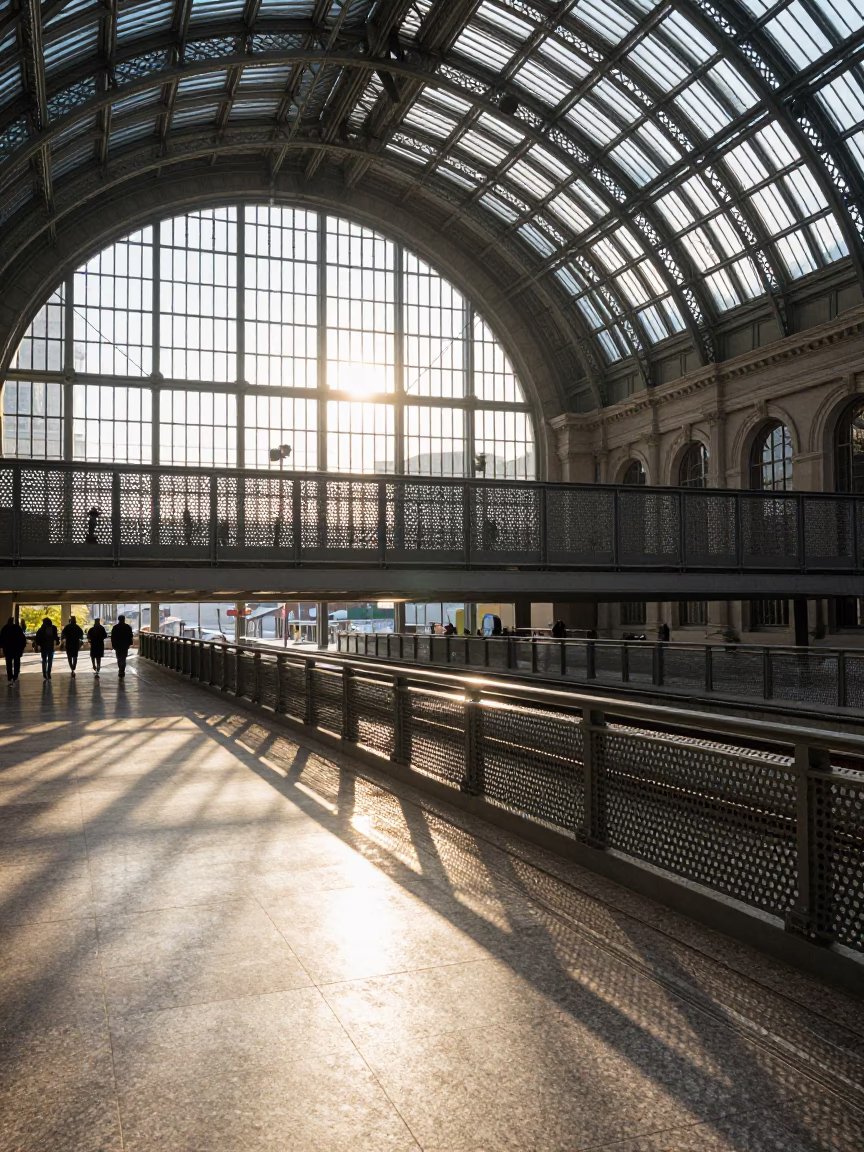 Perforated Metal just after sunrise in Toronto in in Toronto, Ontario, Canada