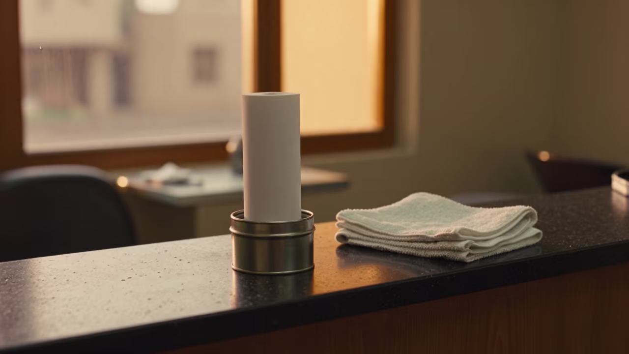 Perm Rod Refill Tin on Omdurman Salon Counter in at a salon reception counter in Omdurman