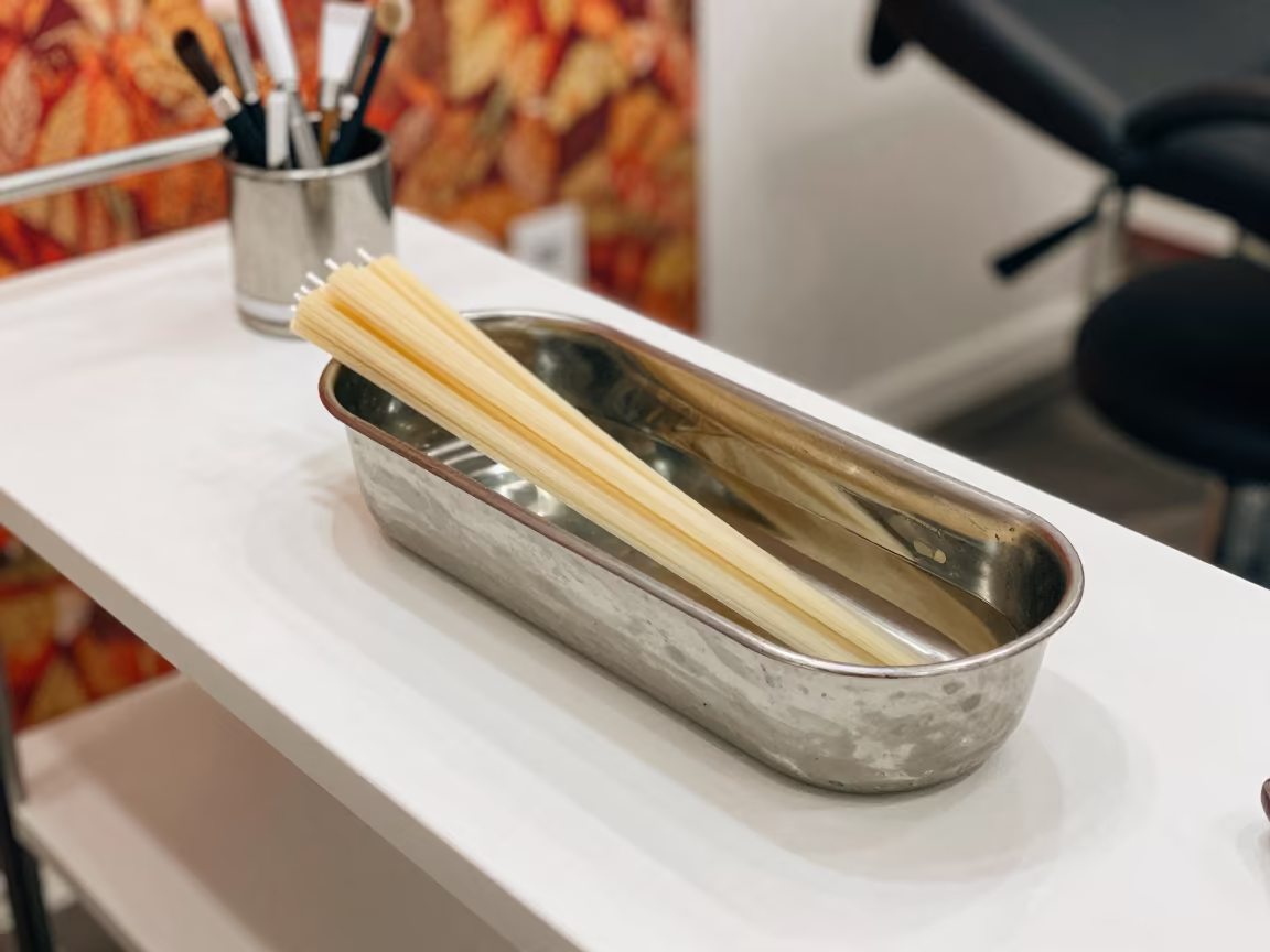 Perm Rod Sanitizer Tub in Autumn Salon in inside a skincare treatment room near Phoenix