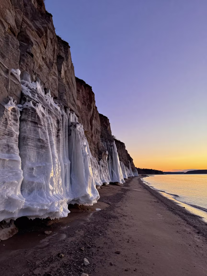 Permafrost Ice Wedges Sunset Shoreline Stockholm in along a wave-cut shoreline near Stockholm
