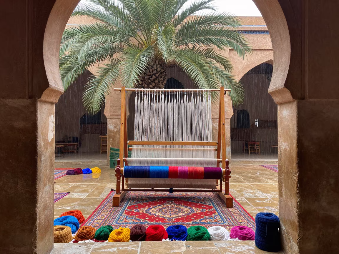 Persian Loom in Oujda Hall Monsoon Light in in a ceremonial hall in Oujda