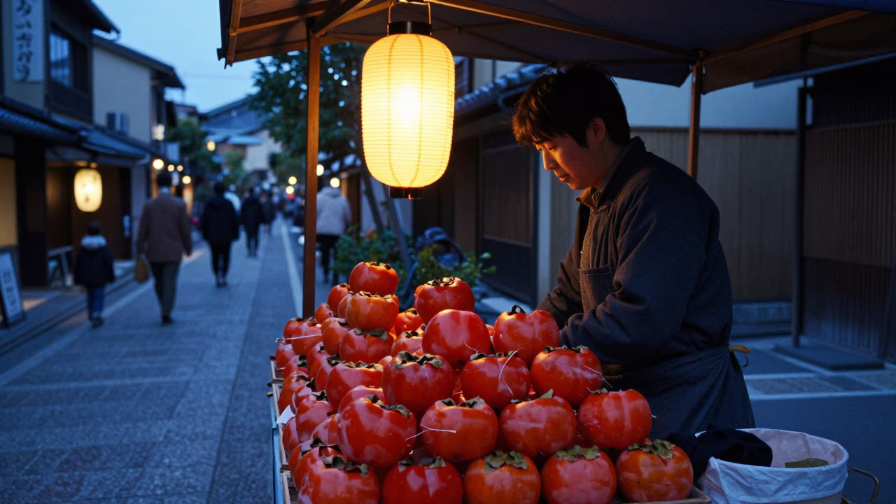 Persimmon Vendor in Kyoto in in Kyoto, Japan