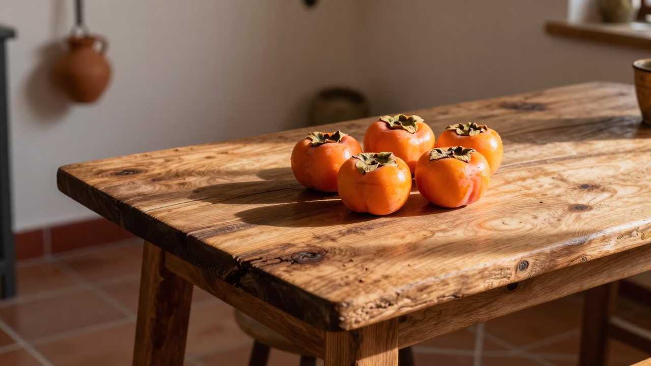 Persimmons at Late Afternoon Light in Guadalajara in in Guadalajara, Mexico