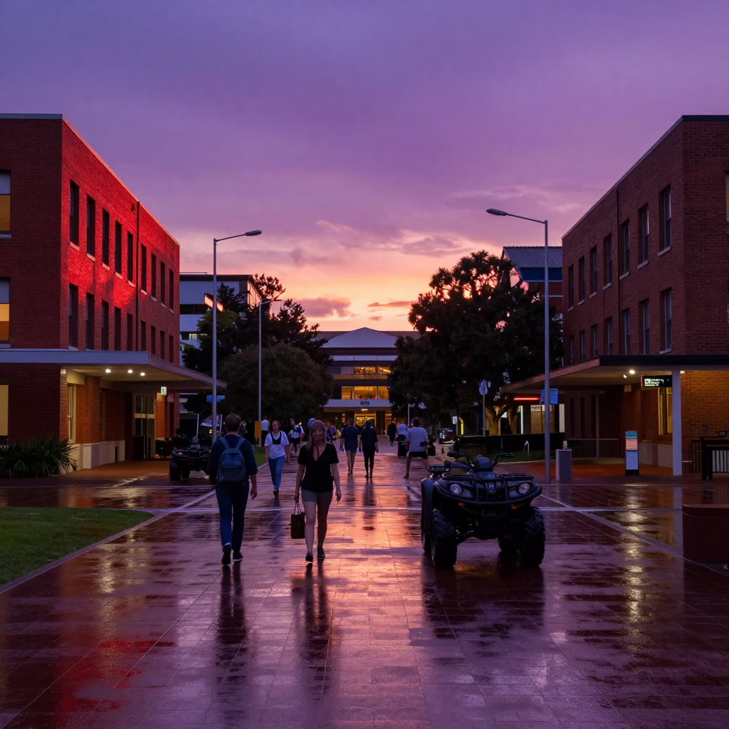 Perth Quad Wet at Sunset Light in in Perth, Western Australia, Australia