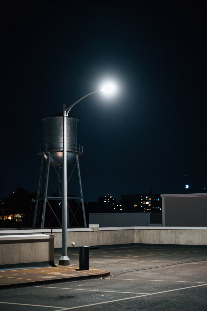 Perth Rooftop Scene at Deep In The Night Light in in Perth, Western Australia, Australia