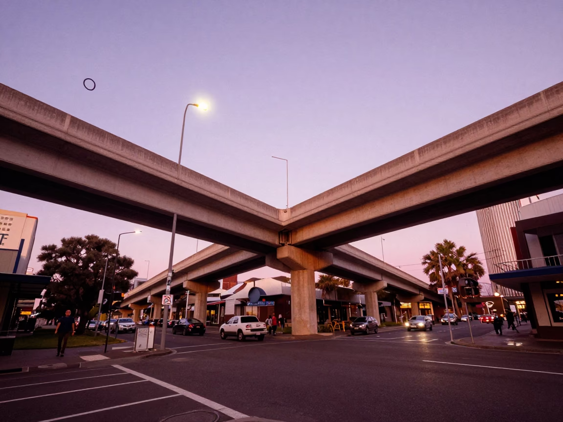 Perth Street Scene at Copper-toned Light Before Dusk in in Perth, Western Australia, Australia
