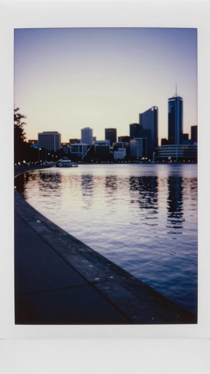 Perth Waterfront Promenade at Sunrise Light in in Perth, Western Australia, Australia