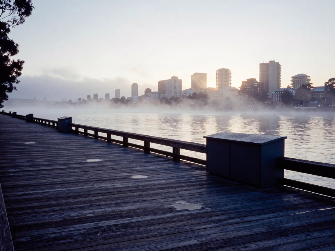 Perth Western Australia Dawn Street Scene with Tea Stains and Storage Tins in in Perth, Western Australia, Australia