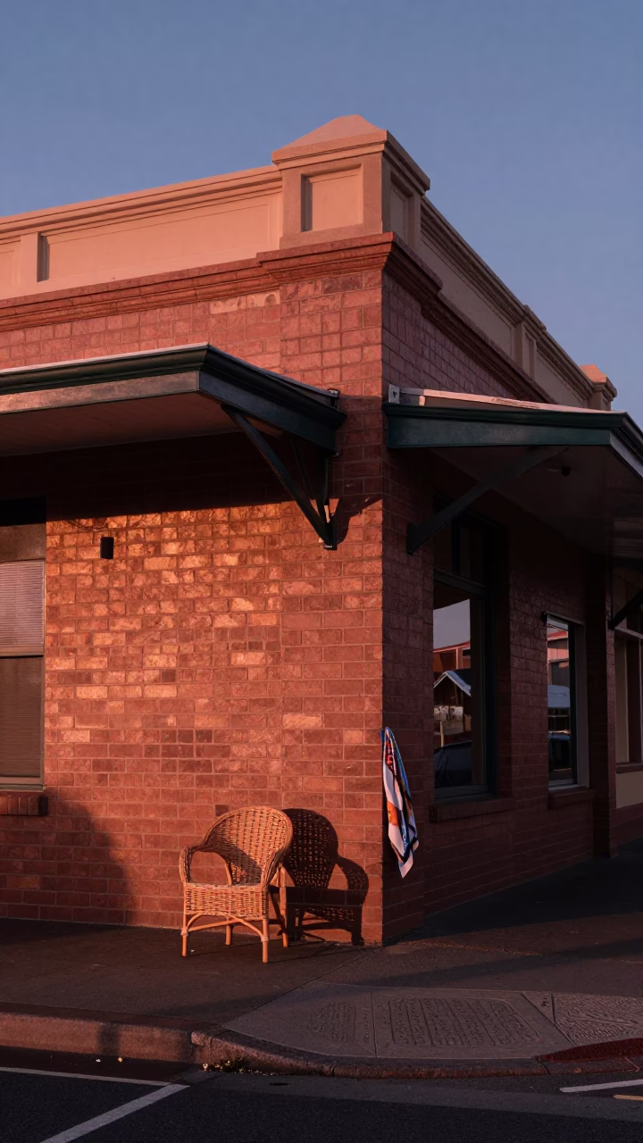 Perth Western Australia Dusk Street Scene with Wicker Shadow and Scarf Detail in in Perth, Western Australia, Australia