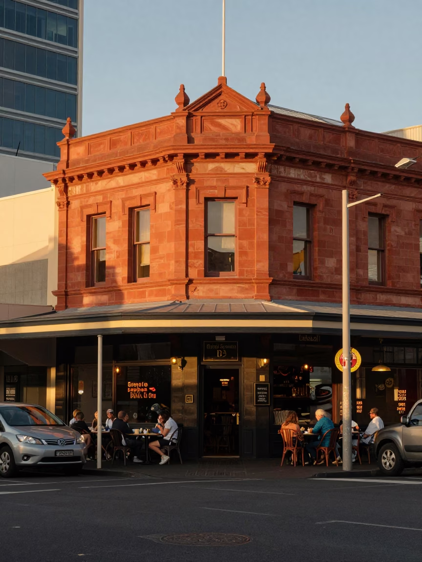 Perth Western Australia Evening Street Scene with Local Cafe Details and Dragon Fruit in in Perth, Western Australia, Australia