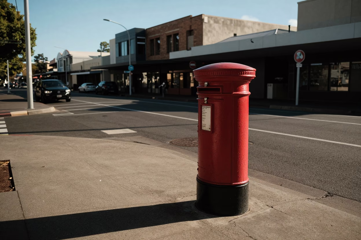 Perth Western Australia Late Afternoon Street Scene with Mailbox and Urban Details in in Perth, Western Australia, Australia