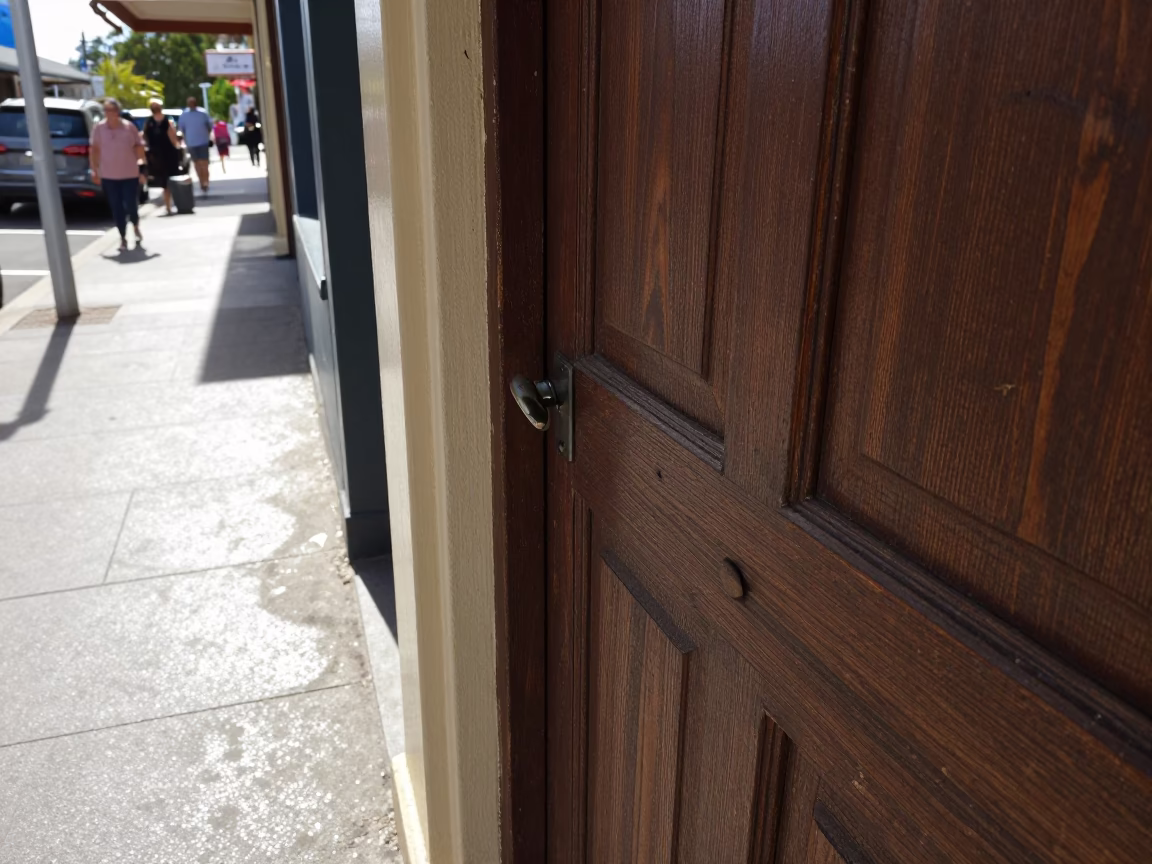 Perth Western Australia noon street scene with door handle and pocket watch in in Perth, Western Australia, Australia