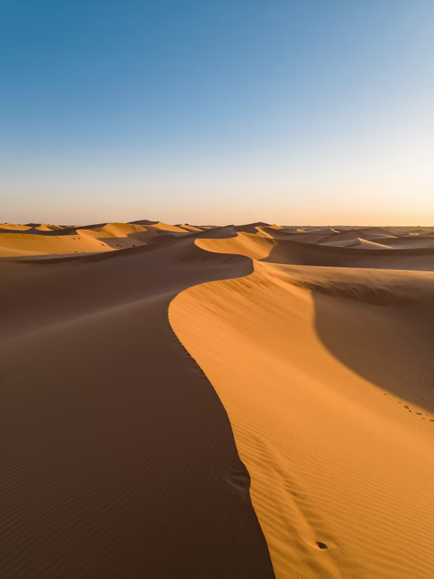 Peru Sand Dunes Orange Sunset Shadows in in Peru