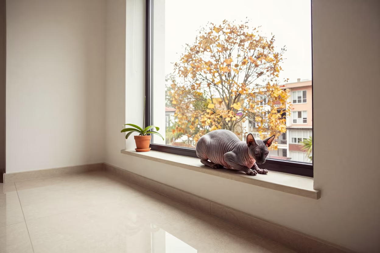 Peruvian Inca Orchid on Buenos Aires Window Seat in on a window seat in a quiet apartment with soft side light in Palermo Hollywood, Buenos Aires