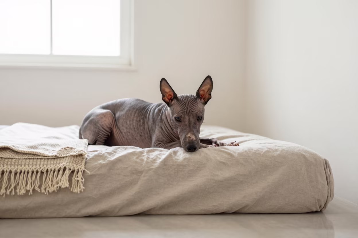 Peruvian Inca Orchid Resting on Bedspread in on a bedspread near a bright window with calm indoor light in Anaco