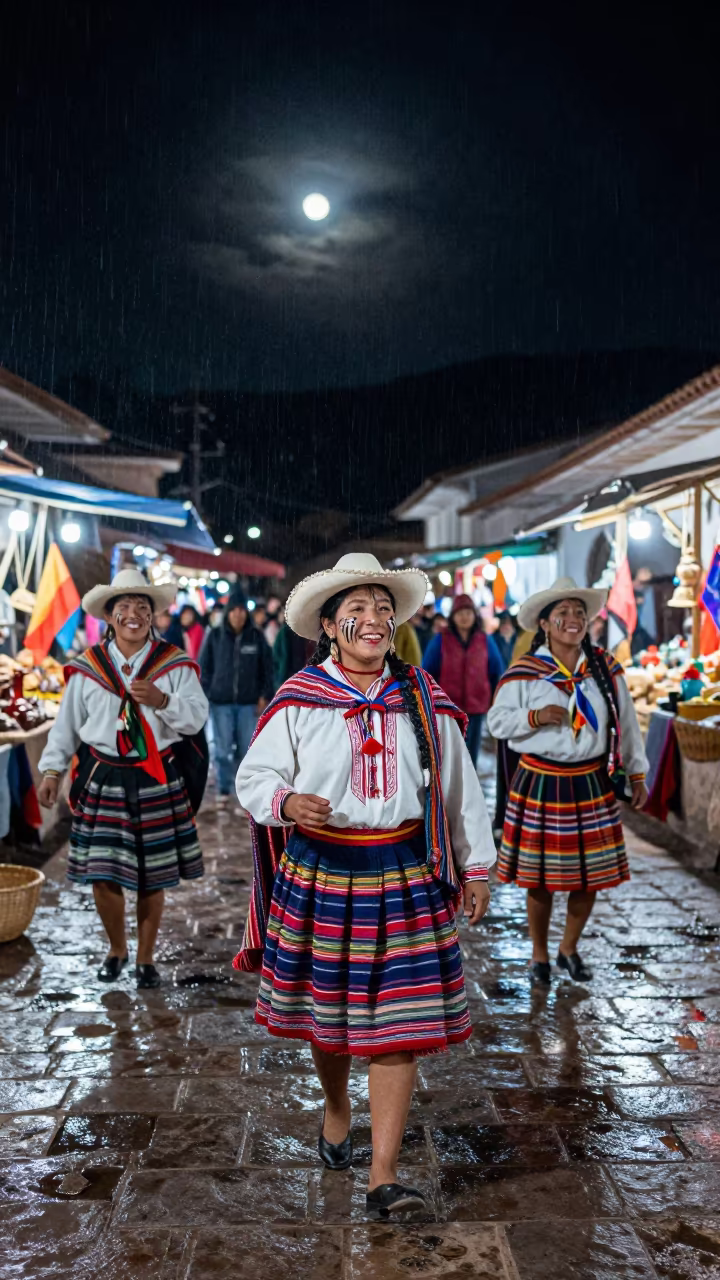 Peruvian Inti Raymi Festival Night Market Cusco in at a night market in Cusco
