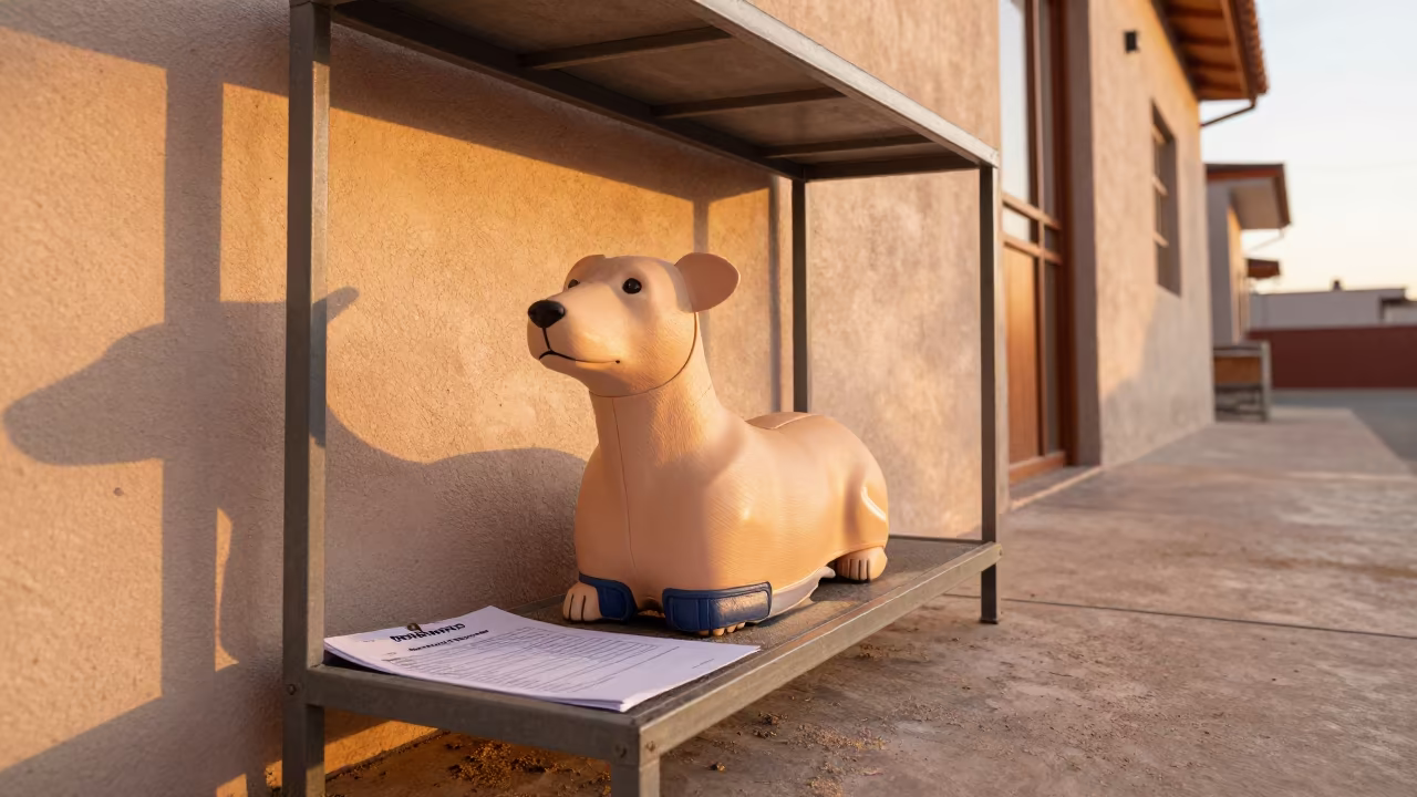 Pet CPR Dummy Shelf Kennel Corridor Oruro in in a boarding kennel corridor in Oruro