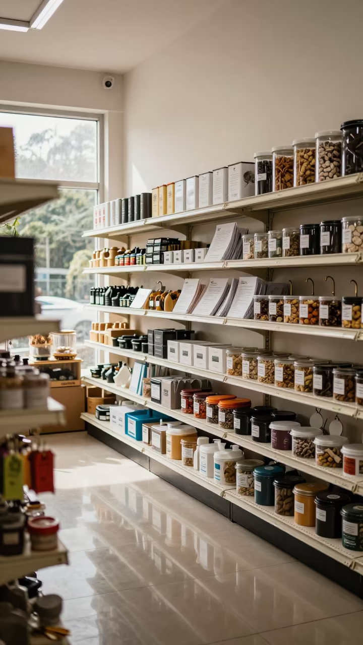 Pet Keepsake Shelf Before Intake Morning in inside a pet store aisle in Cameron Highlands