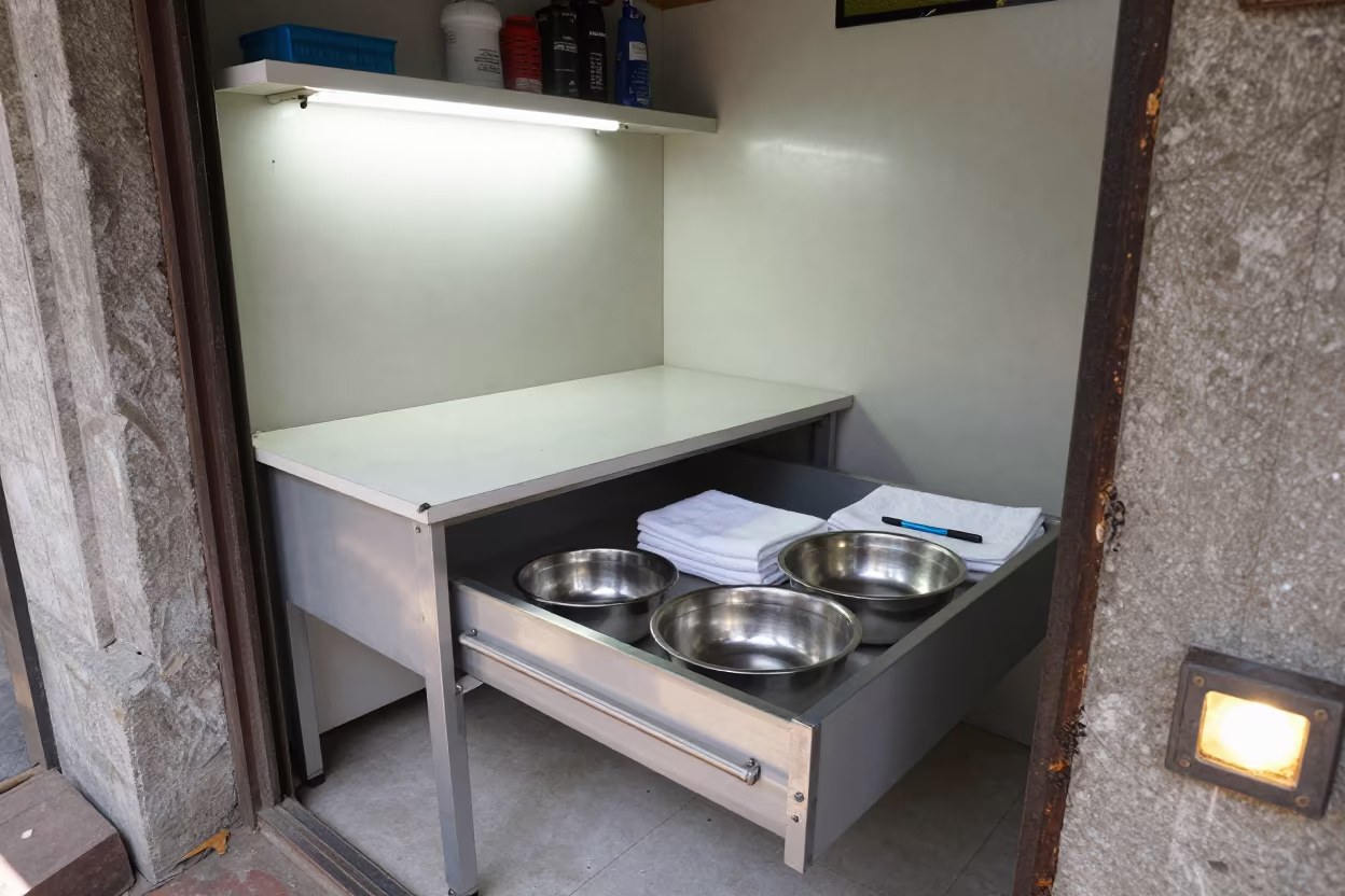 Pet Prosthetic Drawer in Lalitpur Back Room in inside a fish bagging counter zone in Lalitpur