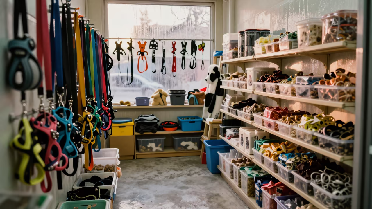Pet Store Aisle with Leashes and Treats in Ahvaz in inside a grooming bay in Ahvaz