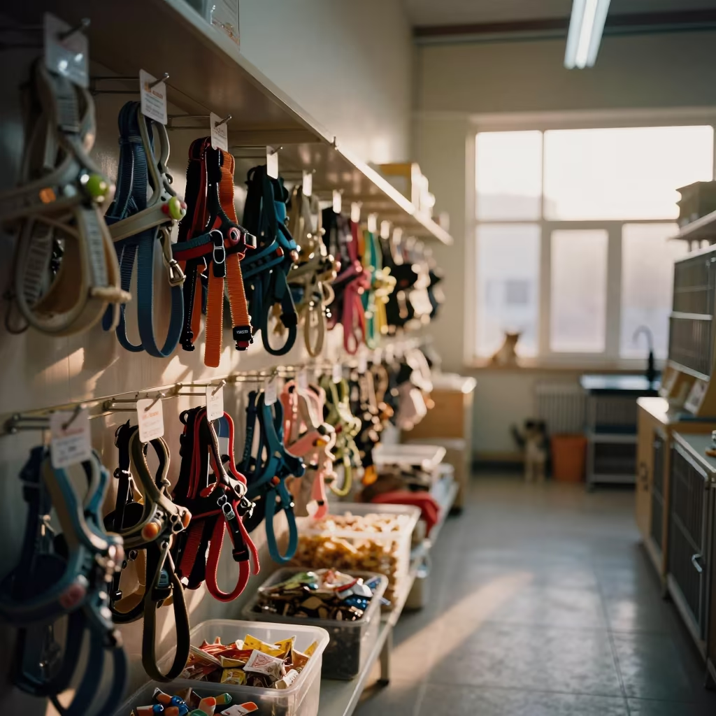 Pet Store Aisle Leashes Treats Hohhot Twilight in inside a pet store aisle in Hohhot