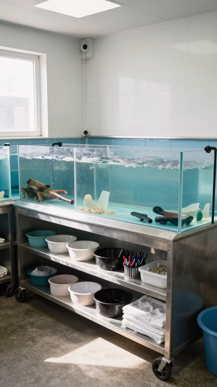 Pet Stroller Wheel Shelf in Kandhkot Fish Bagging Zone in inside a fish bagging counter zone in Kandhkot