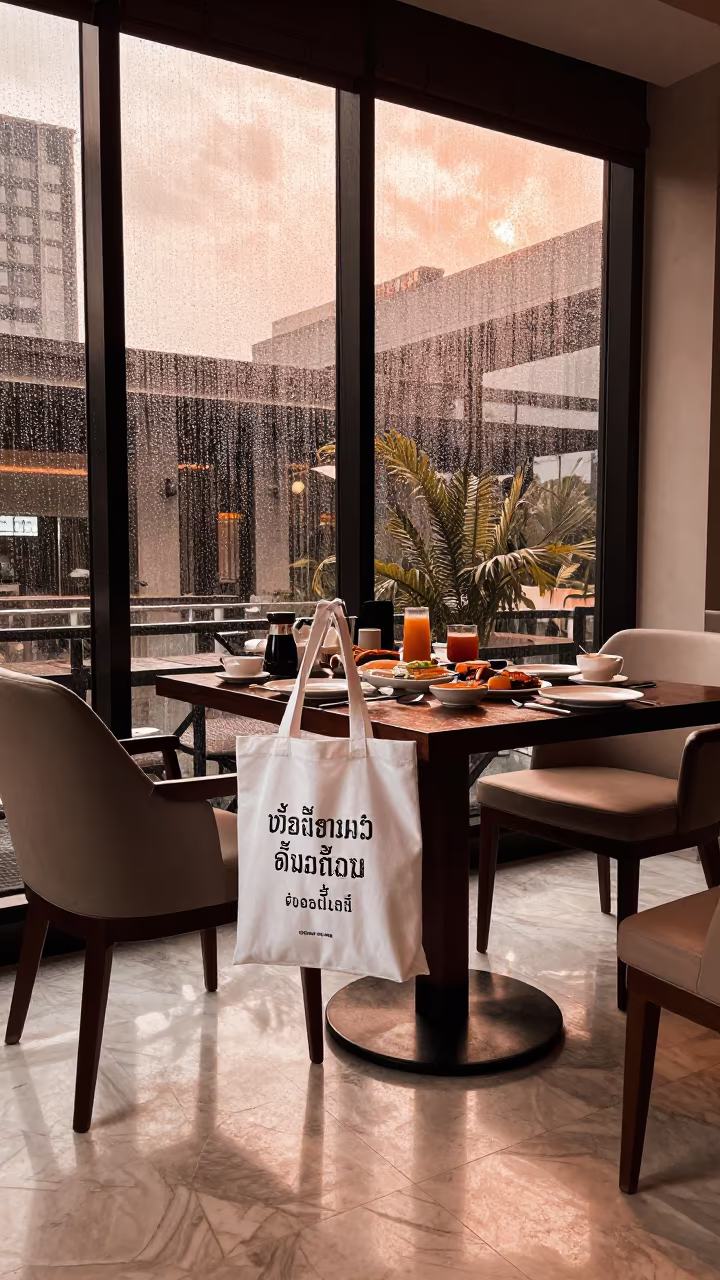 Pet Tote in Bangkok Hotel Breakfast Room in inside a breakfast room before opening near Bangkok