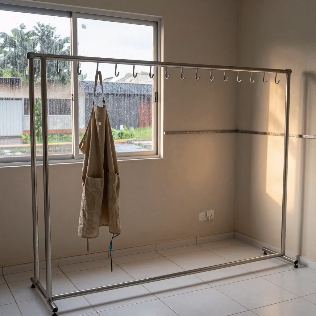 Pet Wash Apron Rail Before Opening in Campo Grande in inside an adoption room in Campo Grande