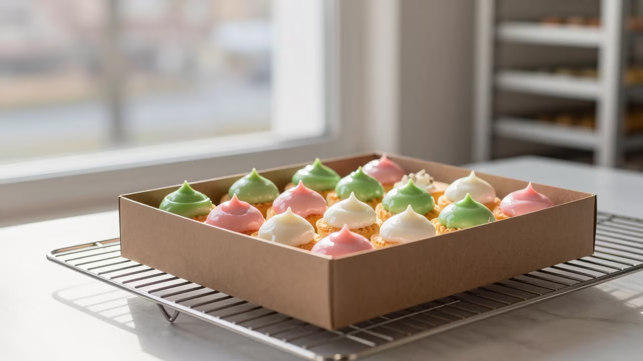 Petit Fours on Bakery Rack in Desouk in on a bakery cooling rack in Desouk
