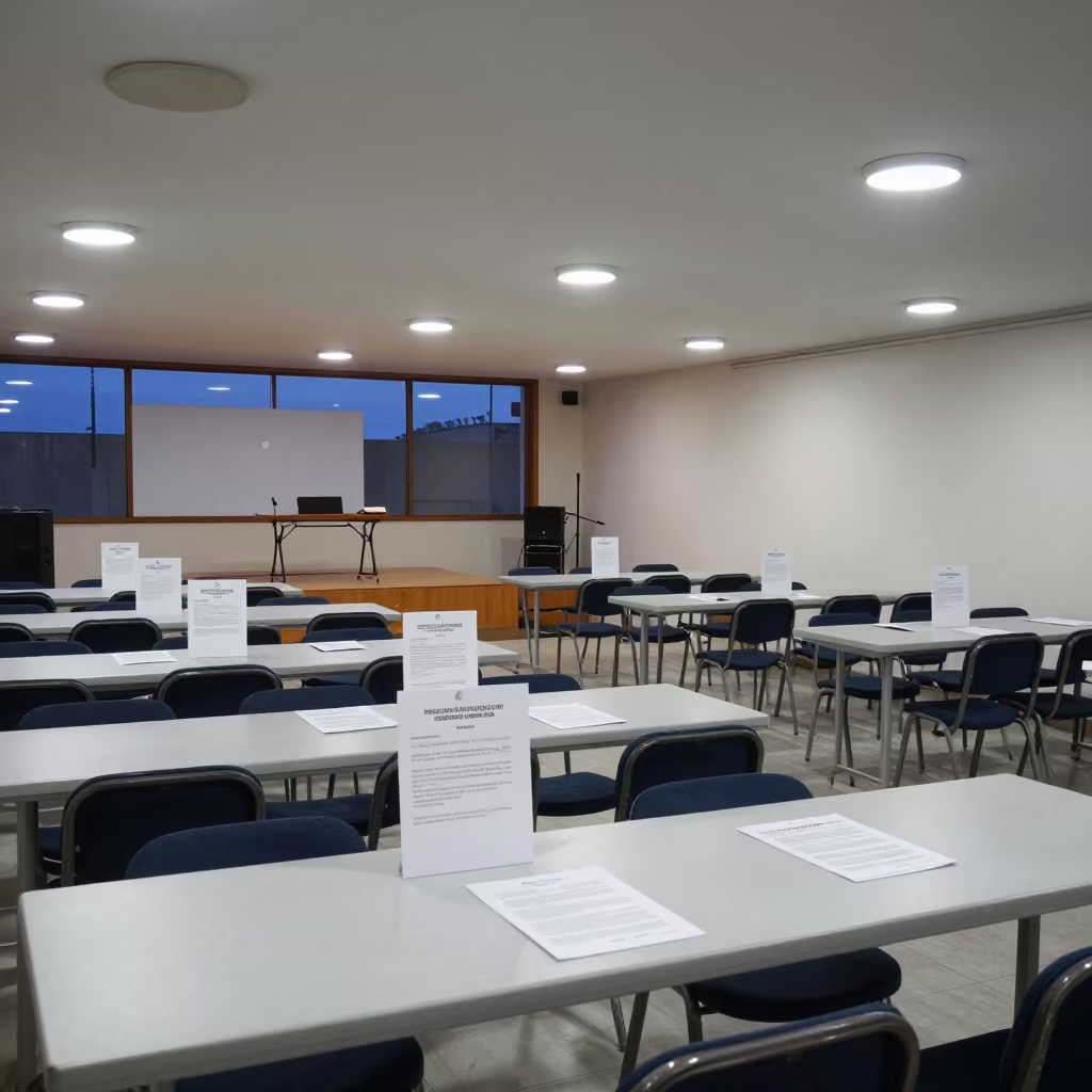 Petition Tables in Castilla Community Center Hall in in a community center hall in Castilla