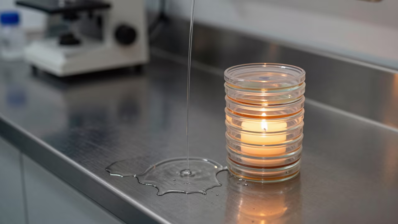 Petri Dish Shadows and Uphill Water Flow in inside a university research lab in Vienna