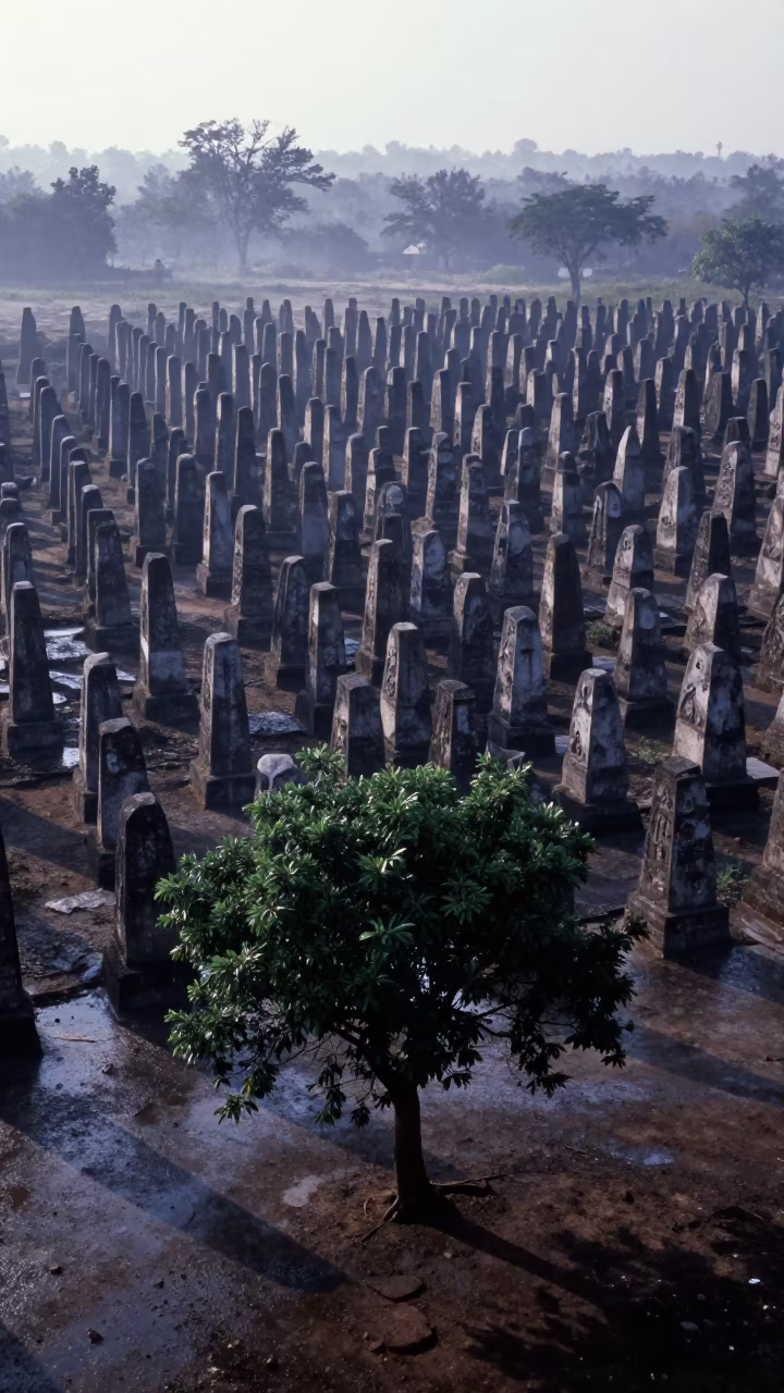 Petrified Forest Grid in Predawn Cuddalore in across a wide valley floor near Cuddalore