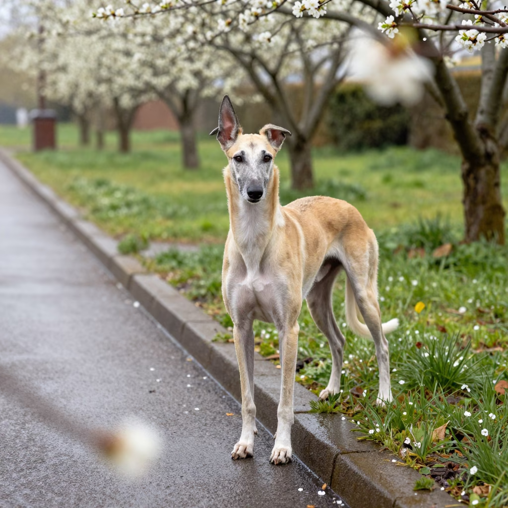 Pharaoh Hound Portrait Near Garden Edge Bellavista in near a garden edge with soft morning light and an uncluttered background in Bellavista, Santiago