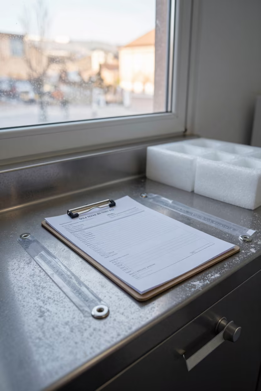 Pharma Courier Clipboard Chilled Bay Winter in inside a chilled distribution bay in Vila Nova de Gaia, Porto