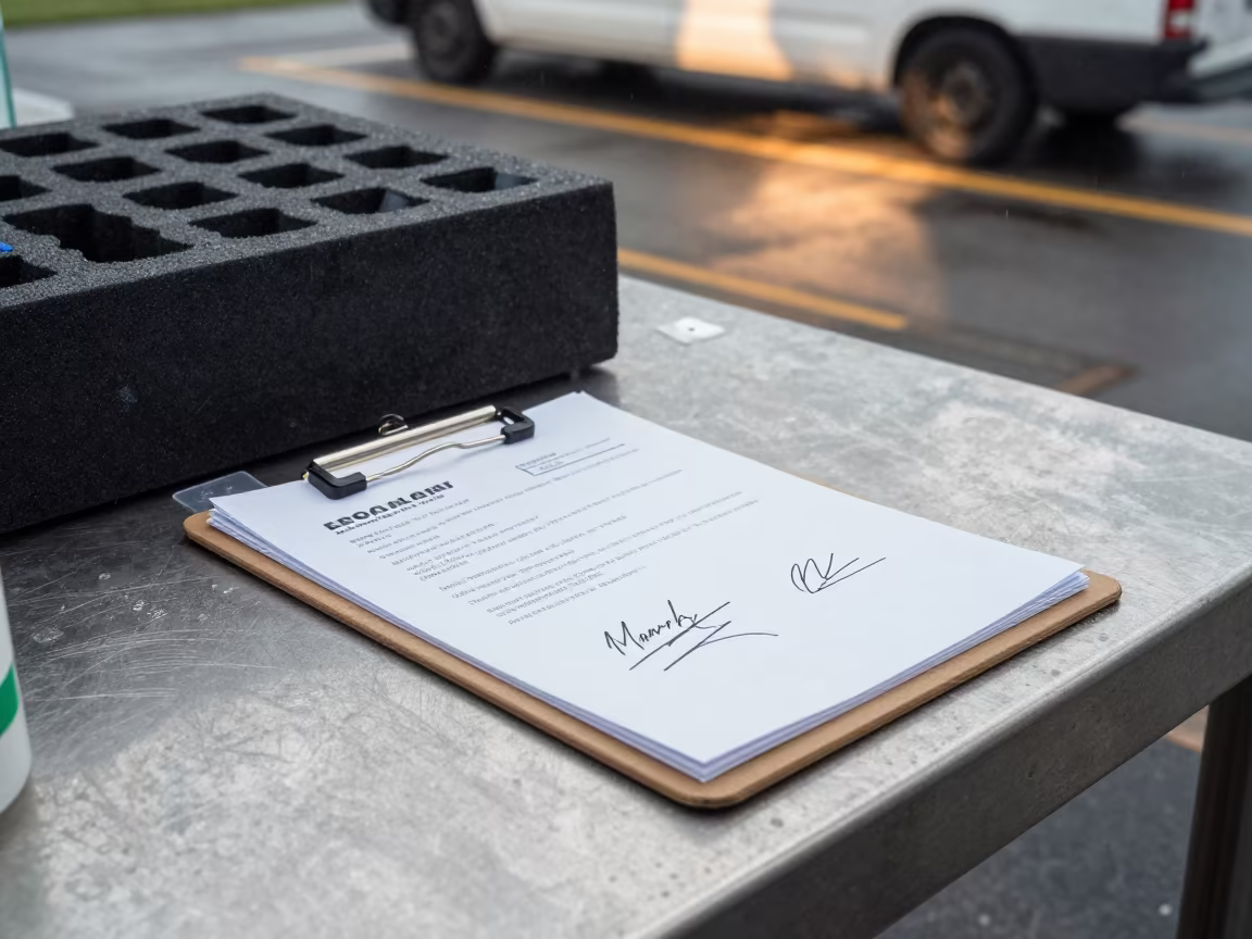 Pharma Courier Clipboard Dock Manoa Honolulu in inside a cross-dock lane in Manoa, Honolulu