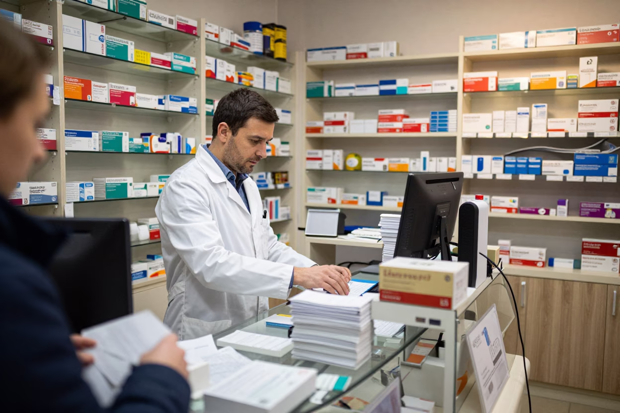Pharmacist Interacting in Krakow in in Krakow, Poland