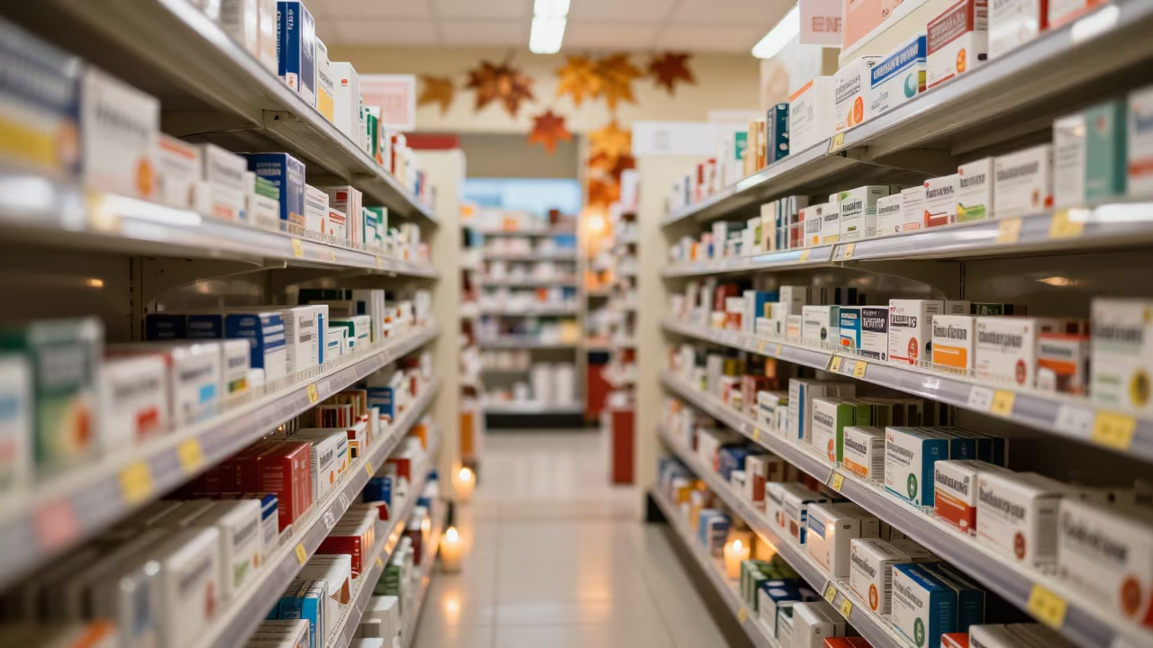 Pharmacy Aisle Cold Remedies Under Warm Light in inside a fitting room corridor in Port Elizabeth