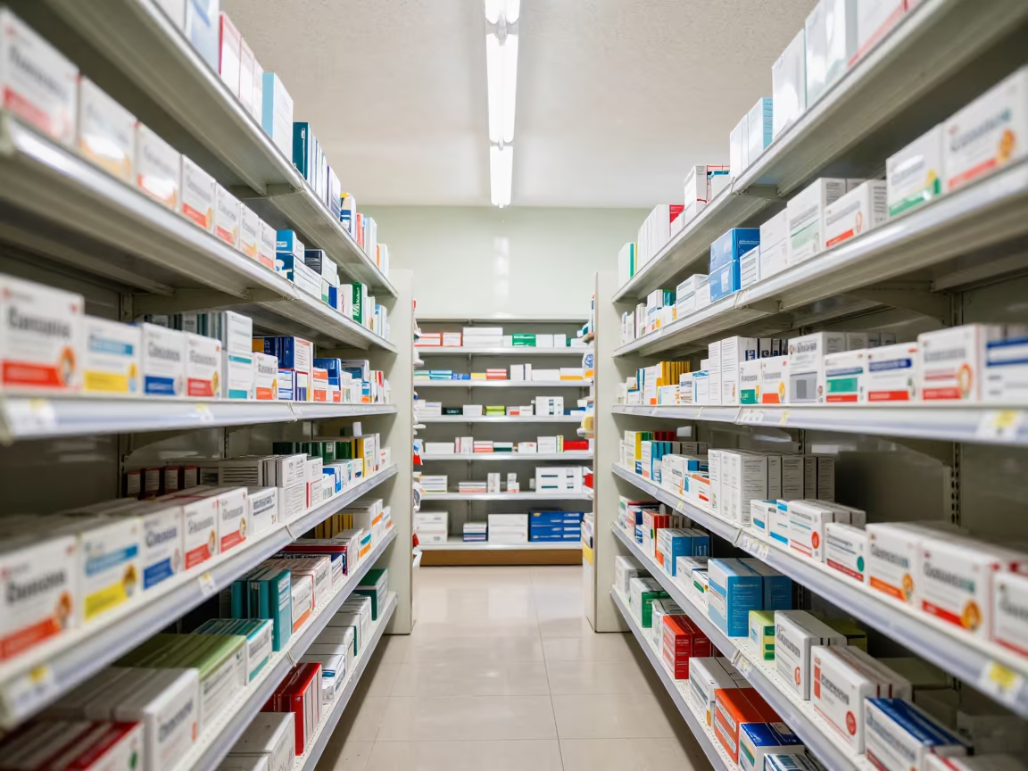 Pharmacy Cold Remedy Aisle Colmar Stockroom in inside a stockroom behind the sales floor near Colmar