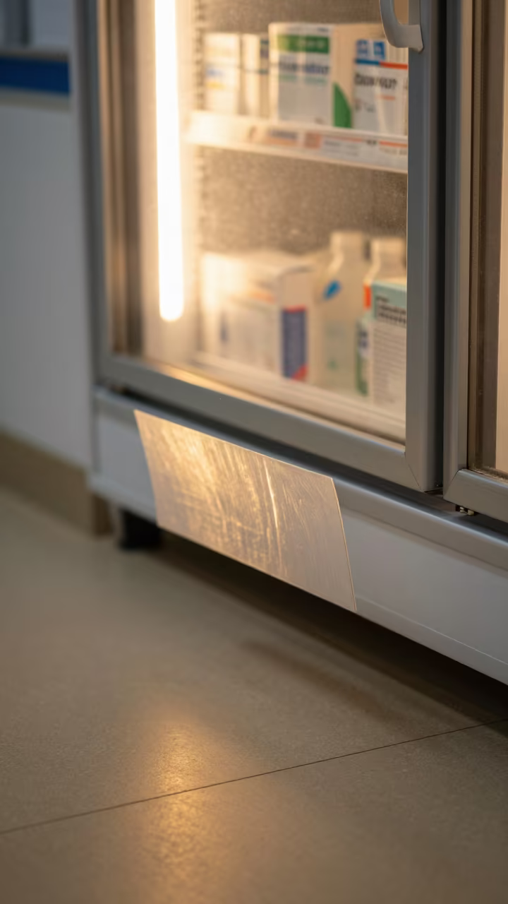 Pharmacy Fridge Seal Tag Rail Evening Light in inside an imaging suite in Durban