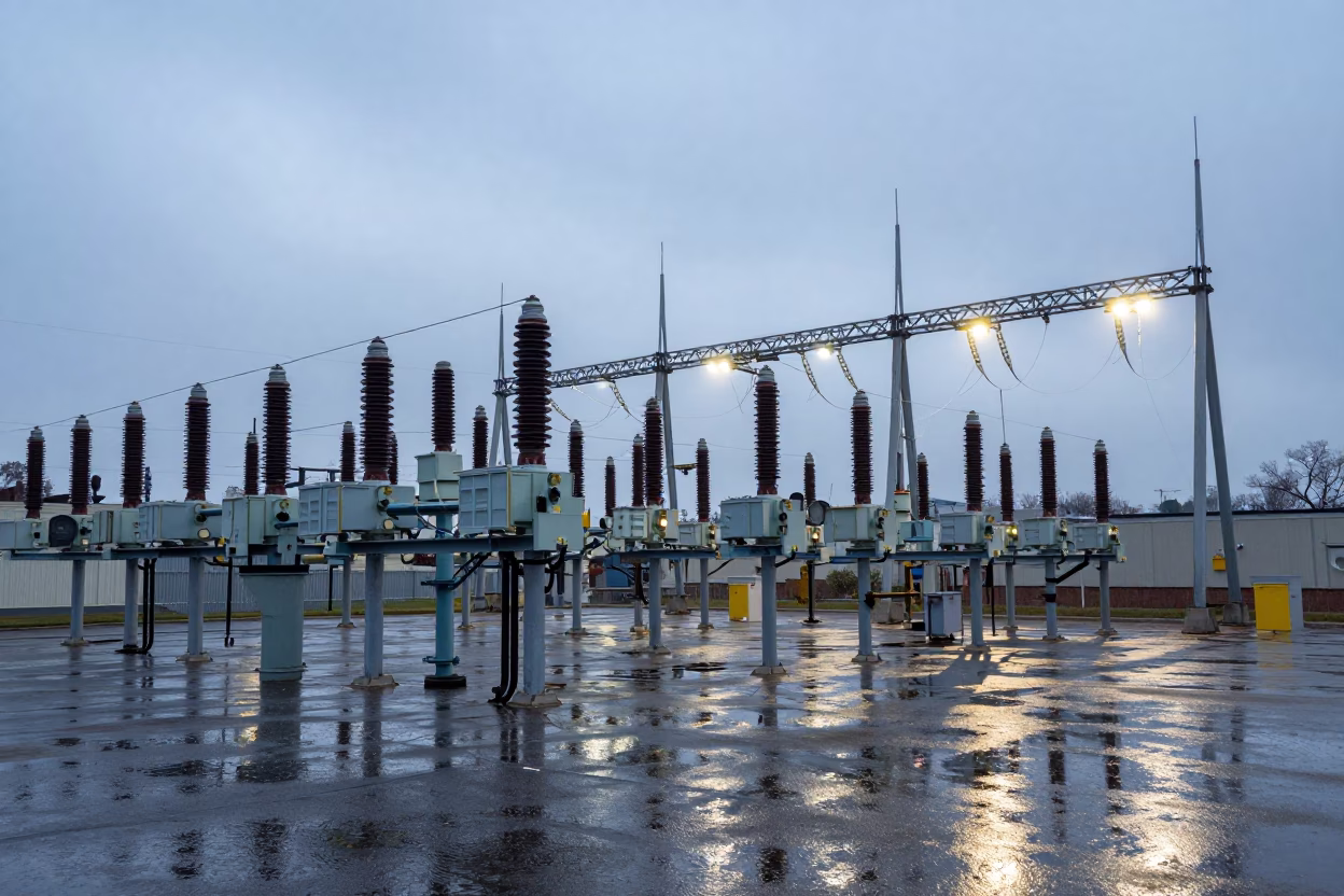 Philadelphia Insulators Sparkling at Sunrise Light in in Philadelphia, Pennsylvania, United States