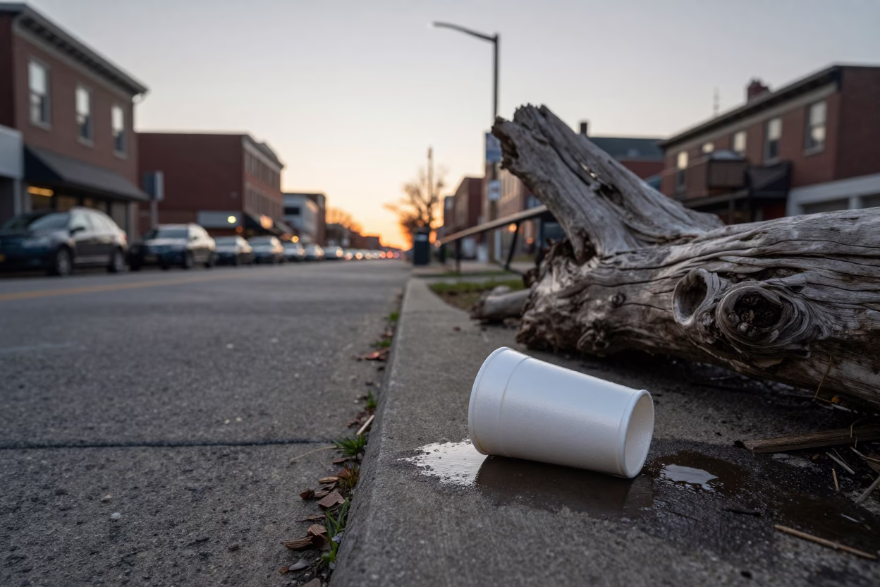 Philadelphia Nautical Dawn Street Scene with Cup and Driftwood in in Philadelphia, Pennsylvania, United States