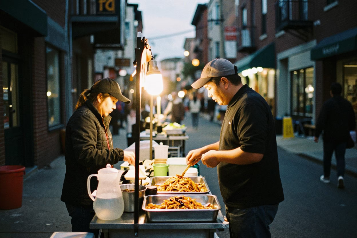 Philadelphia Street Food Night with Japchae and Pitcher at City Lights in in Philadelphia, Pennsylvania, United States