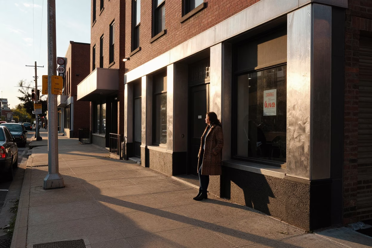Philadelphia Sunset Street Scene with Brushed Steel Edge and Urban Details in in Philadelphia, Pennsylvania, United States