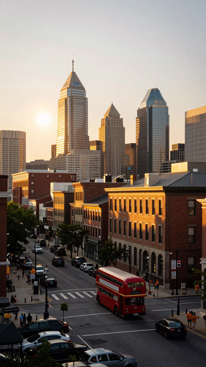 Philadelphia Urban Landscape at Golden Hour in in Philadelphia, Pennsylvania, United States