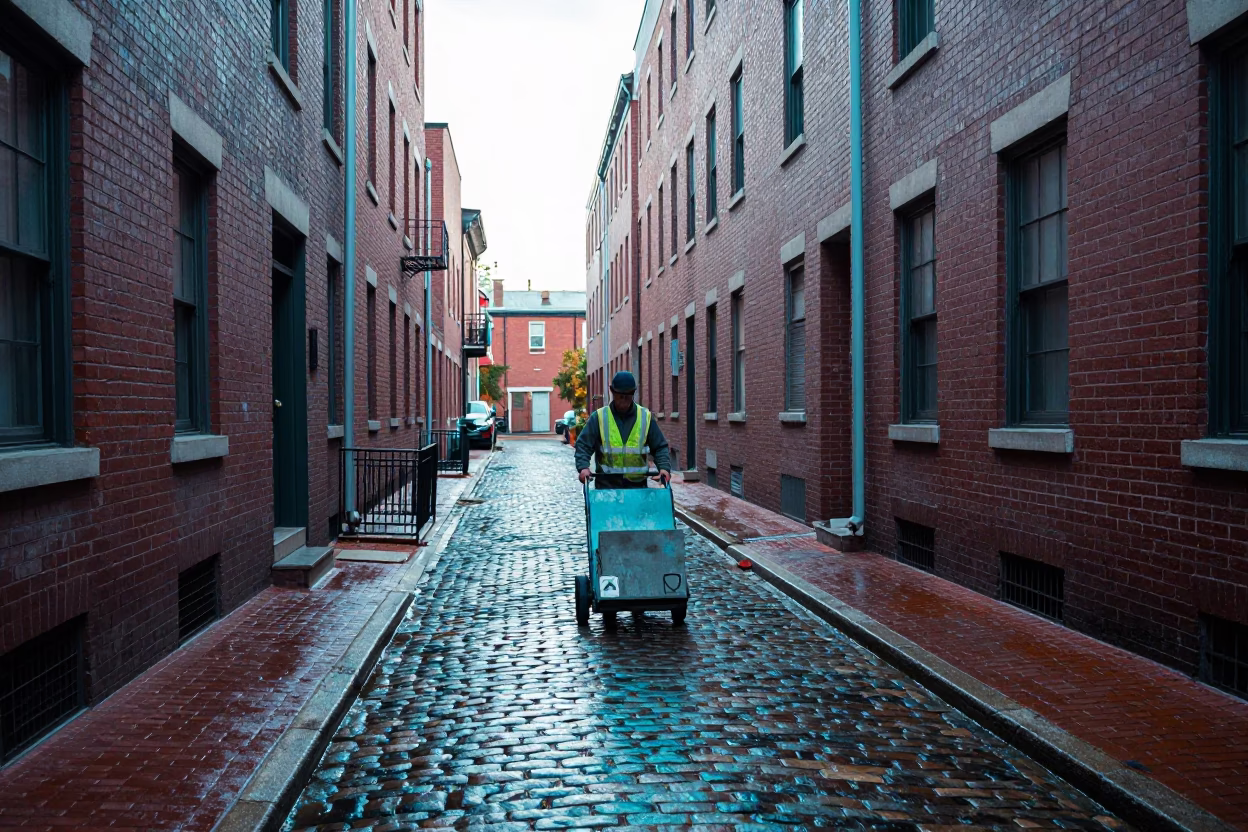 Philadelphia Worker at Early Morning Light in in Philadelphia, Pennsylvania, United States