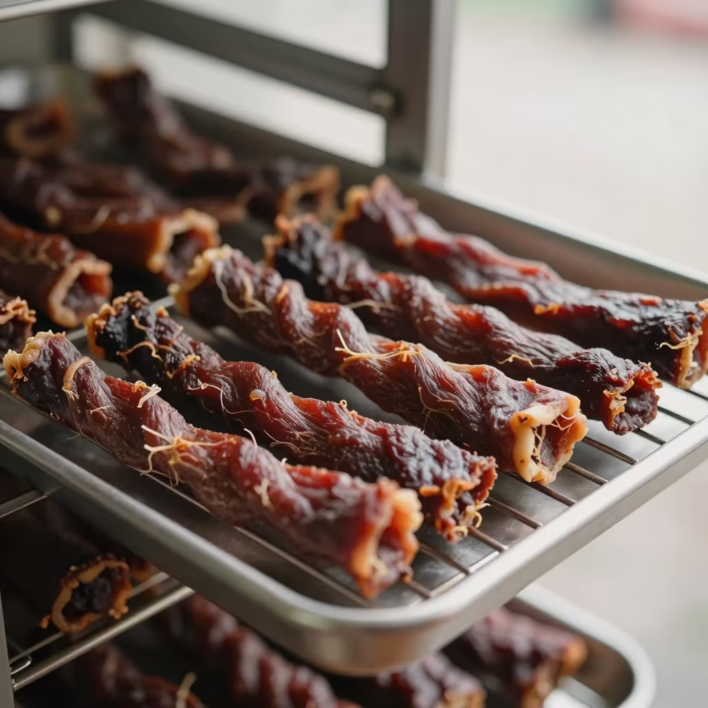 Philippine Biltong and Droewors on Cooling Rack in on a bakery cooling rack in Davao
