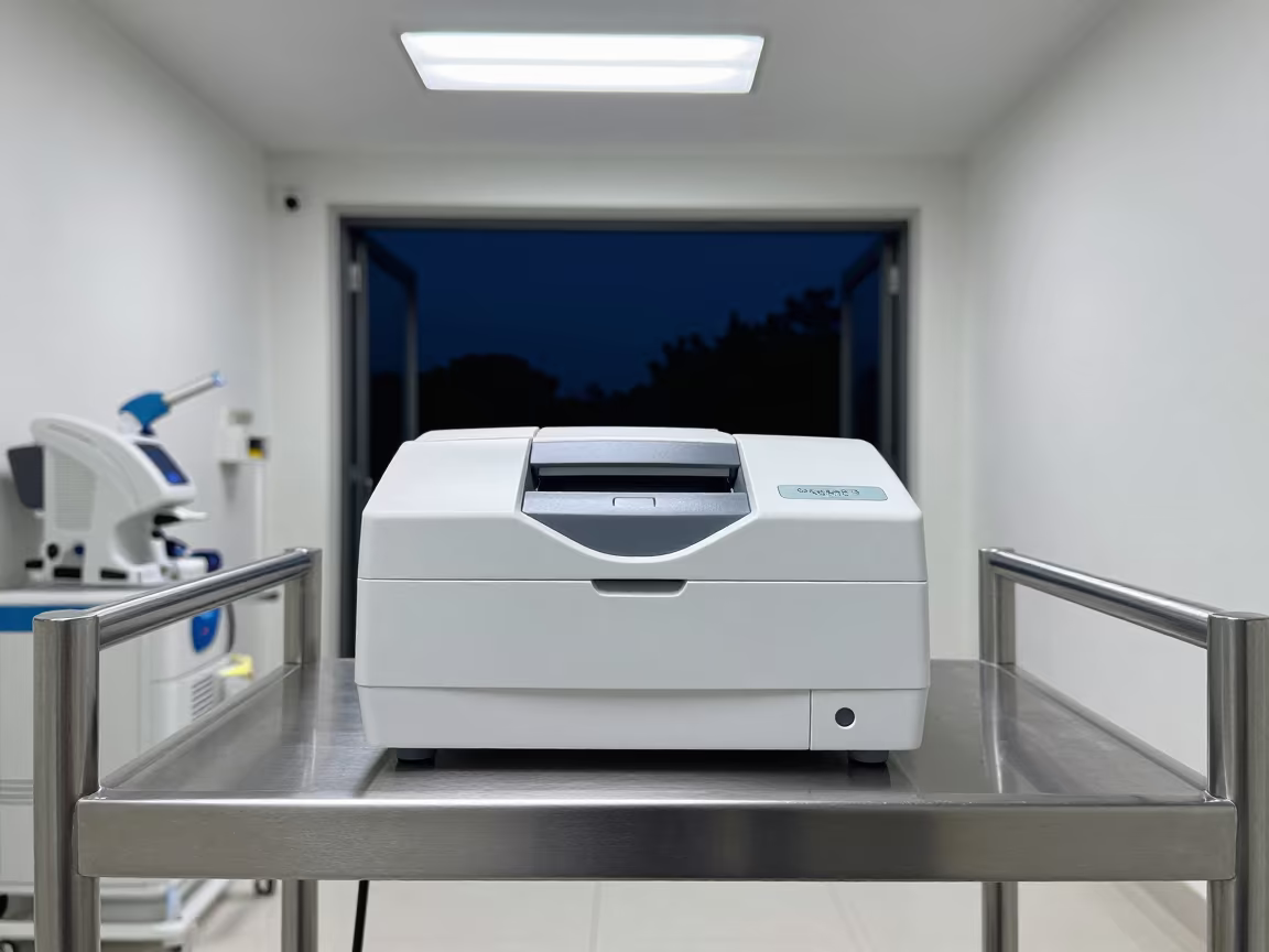 Phlebotomy Printer Shelf in Rehab Gym Night in inside a rehabilitation gym near Odessa